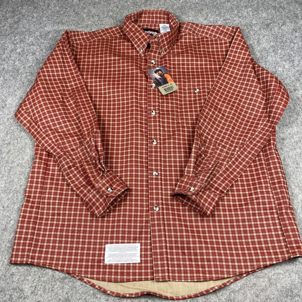 Bulwark FR Shirt Mens XL Red Plaid Flame Resistant LS Button Up Work